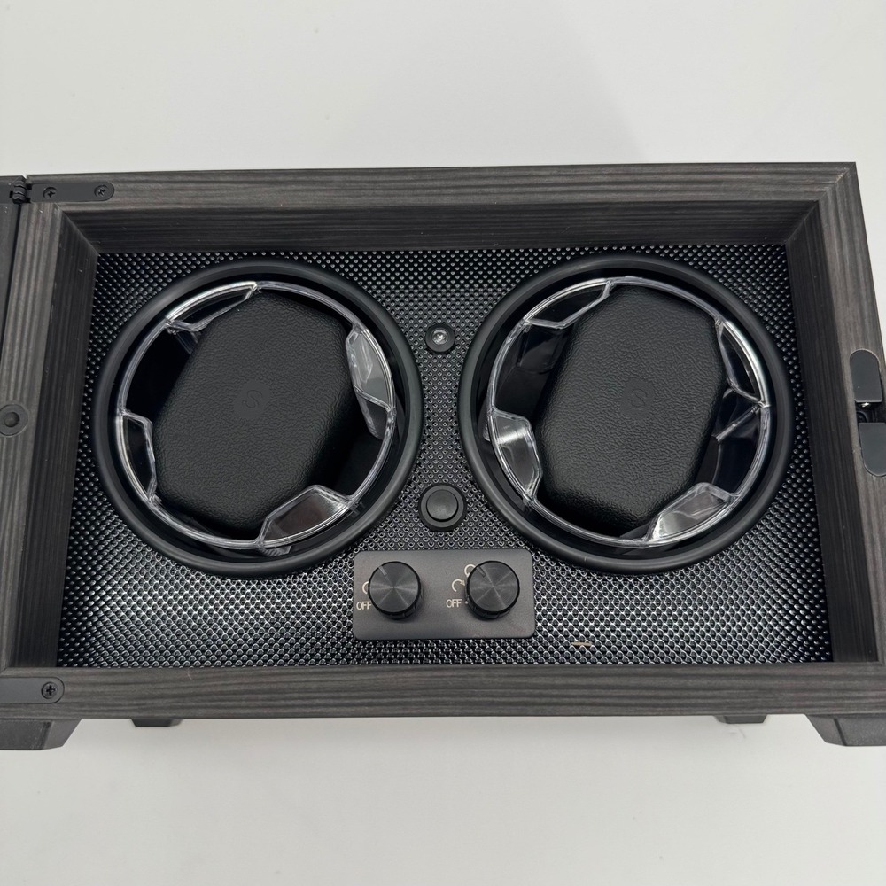 Altius Active Mute Dual Automatic Watch Winder Dark Wood Grain Carbon Fiber Box